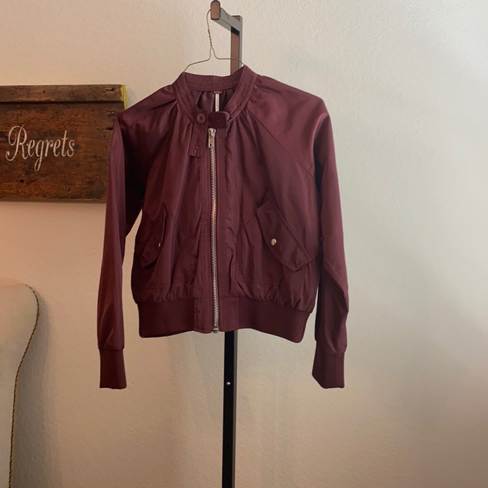 Free people maroon bomber jacket